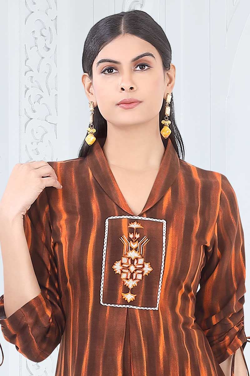 Creative Brown Designer Co-Ord Set for Party