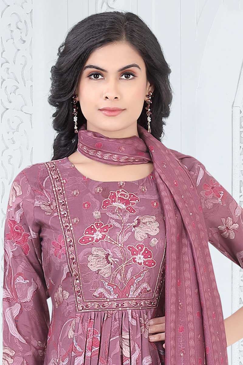 Amazing Wine Designer Straight Cut Suit for Party, Sangeet, and Festivals
