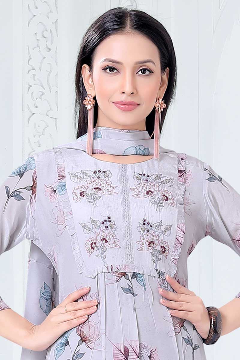 Classy Off-White Designer Straight Cut Suit for Party, Sangeet, and Festivals