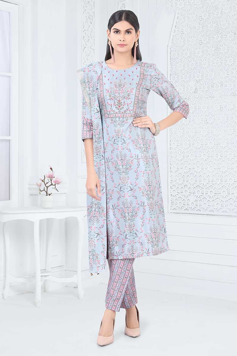 Royal Blue Designer Straight Cut Suit for Party, Sangeet, and Festivals