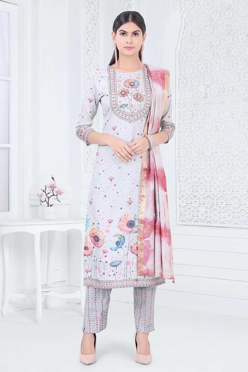 Irresistible Light Blue Designer Straight Cut Suit for Party, Sangeet, and Festivals