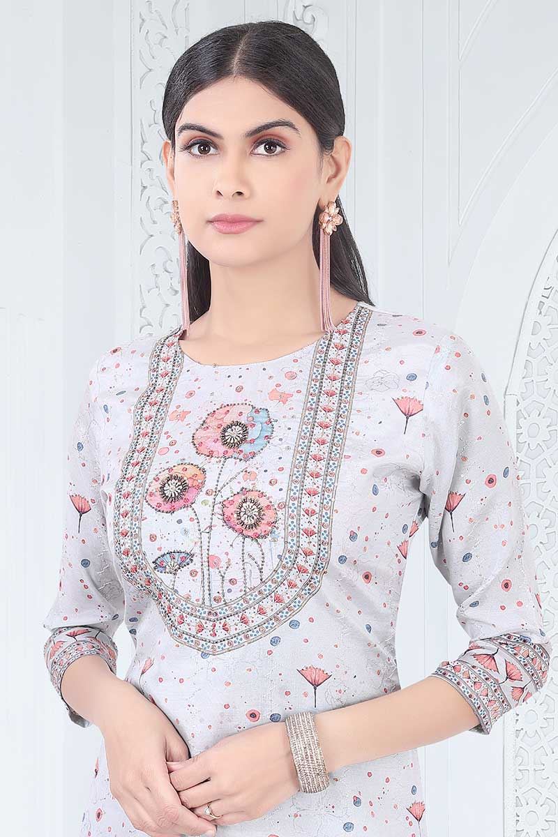 Irresistible Light Blue Designer Straight Cut Suit for Party, Sangeet, and Festivals