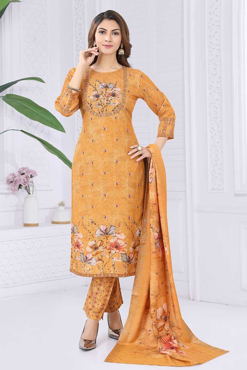 Lovely Yellow Designer Straight Cut Suit for Haldi, Party, Sangeet, and Festivals