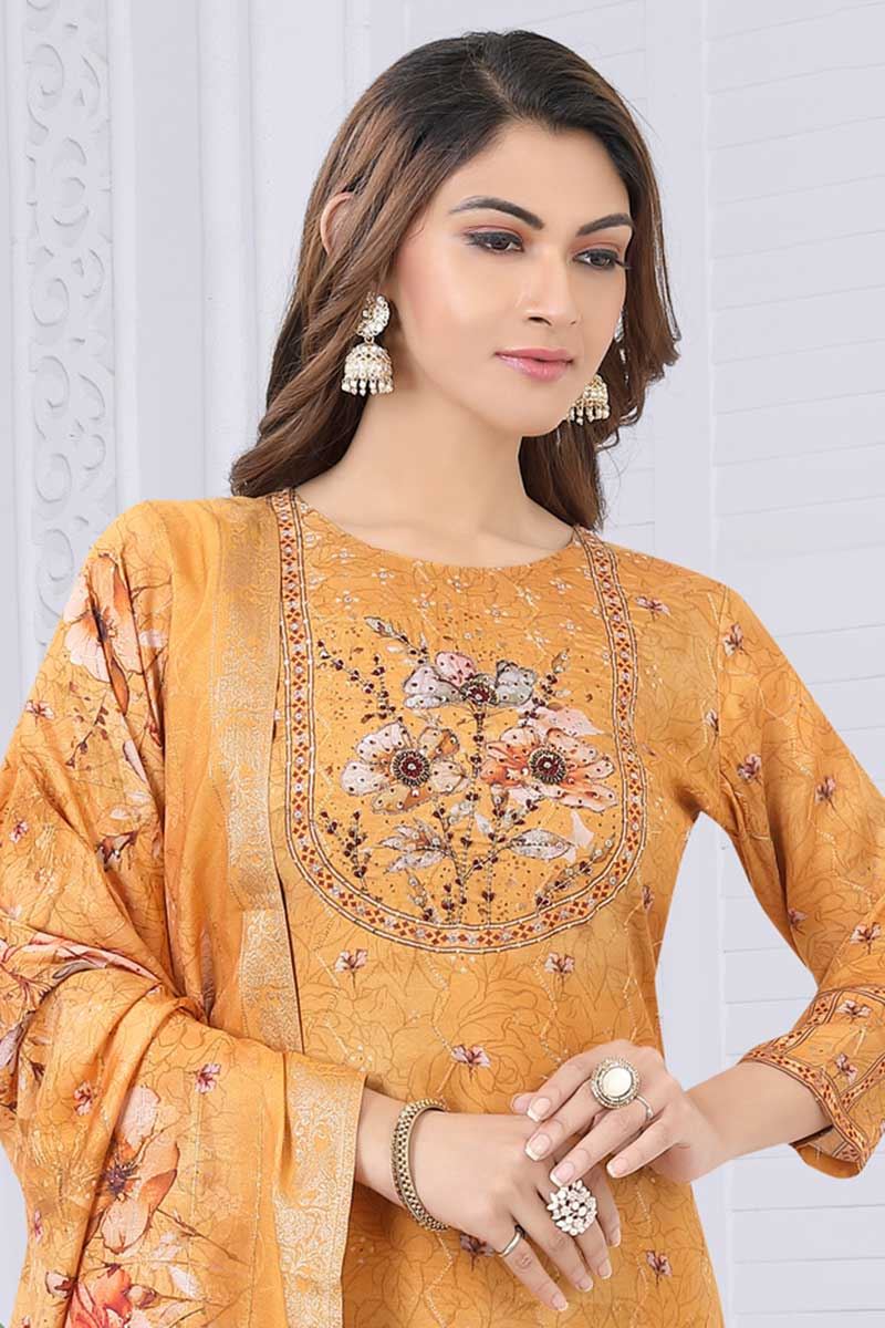 Lovely Yellow Designer Straight Cut Suit for Haldi, Party, Sangeet, and Festivals