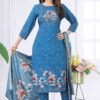 Charming Blue Designer Straight Cut Suit for Party, Sangeet, and Festivals