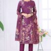 Magnificent Wine Designer Straight Cut Suit for Party, Sangeet, and Festivals
