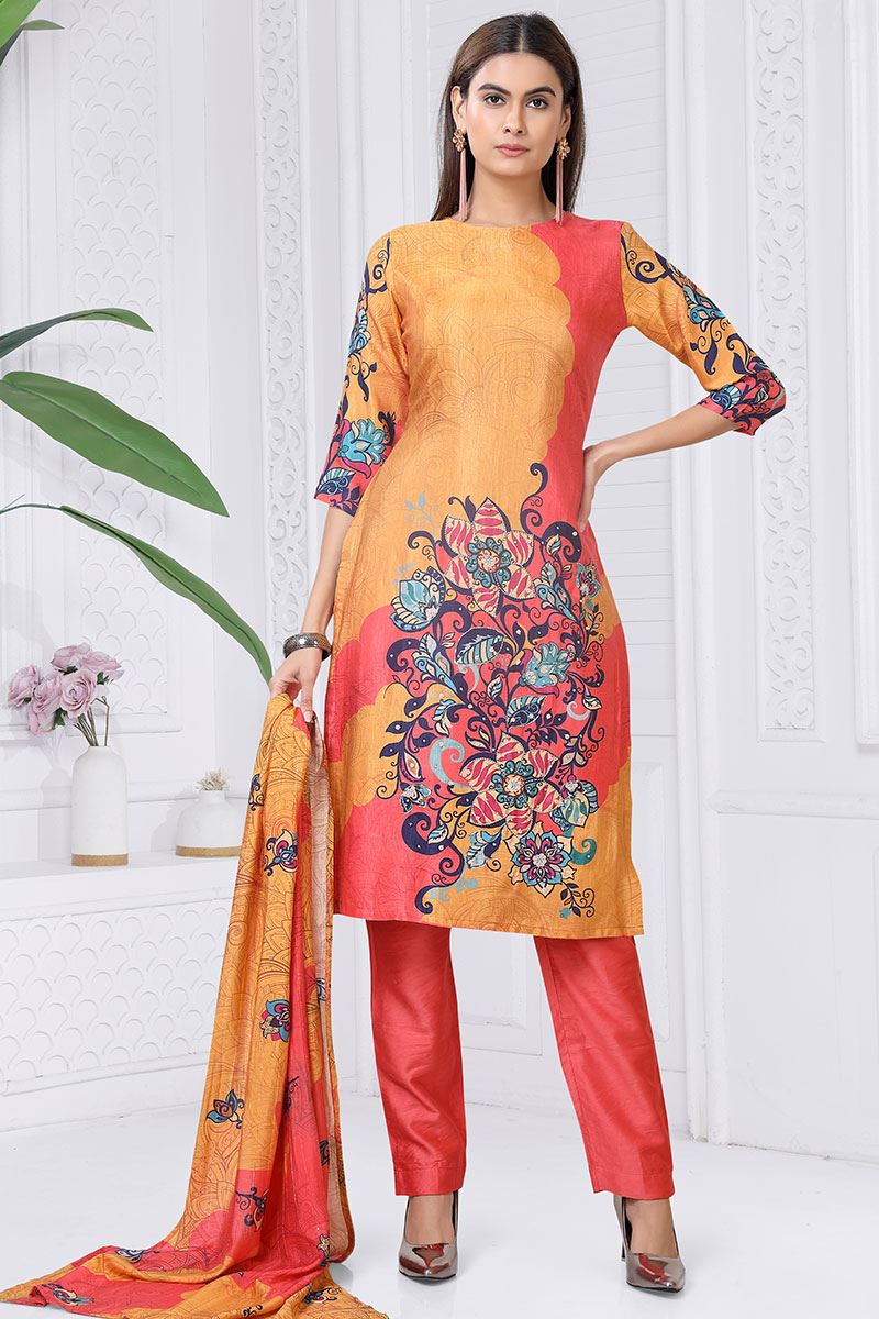 Charismatic Multi Designer Straight Cut Suit for Party, Sangeet, and Festivals
