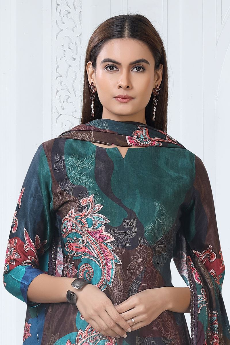 Creative Multi Designer Straight Cut Suit for Party, Sangeet, and Festivals