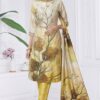 Splendid Cream and Mustard Designer Straight Cut Suit for Party, Sangeet, and Festivals