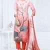 Bollywood Peach Designer Straight Cut Suit for Party, Sangeet, and Festivals