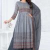 Amazing Grey Designer Straight Cut Suit for Party, Sangeet, and Festivals