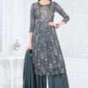 Pretty Grey Designer Straight Cut Suit for Party, Sangeet, and Festivals