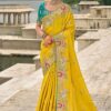 Breathtaking Dola Silk Designer Saree for Haldi, Reception, Sangeet, and Parties