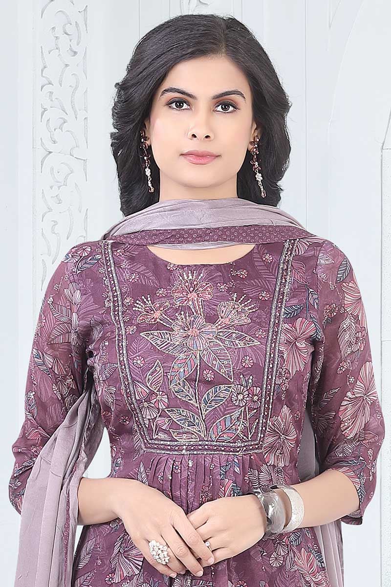 Surreal Wine Designer Straight Cut Suit for Party, Sangeet, and Festivals