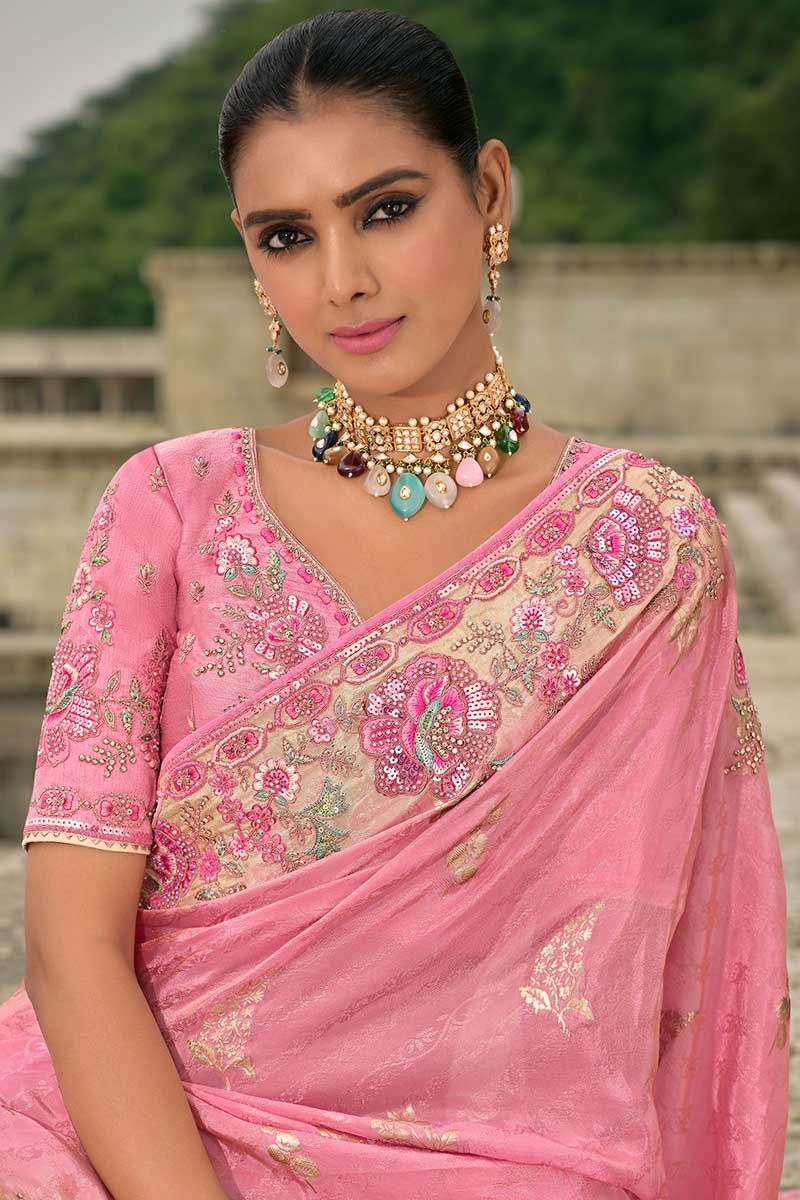 Ethnic Dola Silk Designer Saree for Engagement, Reception, Sangeet, and Parties