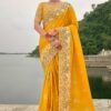 Captivating Dola Silk Designer Saree for Haldi, Reception, Sangeet, and Parties