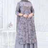 Aesthetic Grey Designer Straight Cut Suit for Party, Sangeet, and Festivals