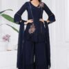 Irresistible Navy Blue Designer A-line Suit for Party, Sangeet, and Festivals