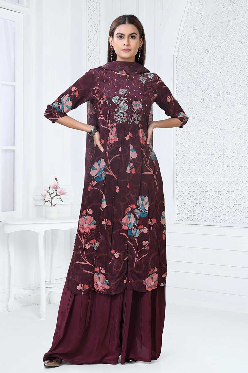 Charming Brown Designer Straight Cut Suit for Party, Sangeet, and Festivals