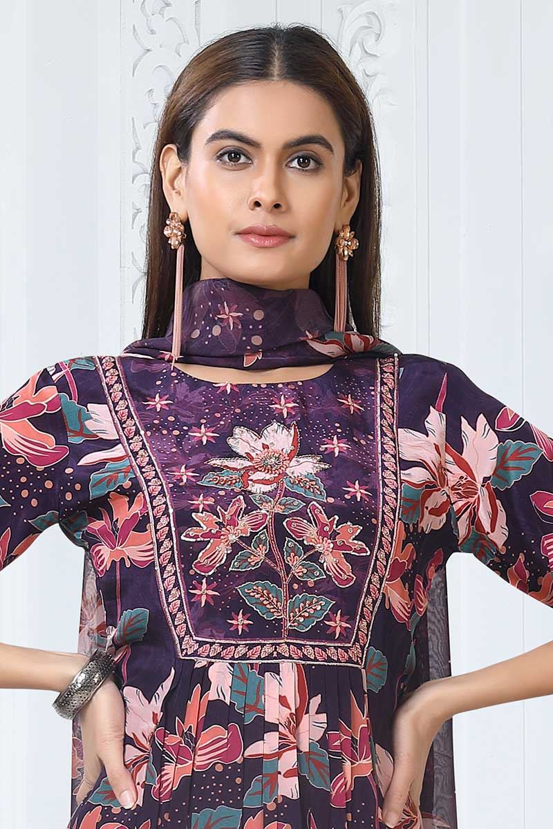 Captivating Purple Designer Palazzo Suit for Sangeet, Party and Festivals