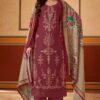 Alluring Maroon Designer Straight Cut Suit for Engagement, Reception, Festivals, Sangeet, and Parties  (Unstitched suit)