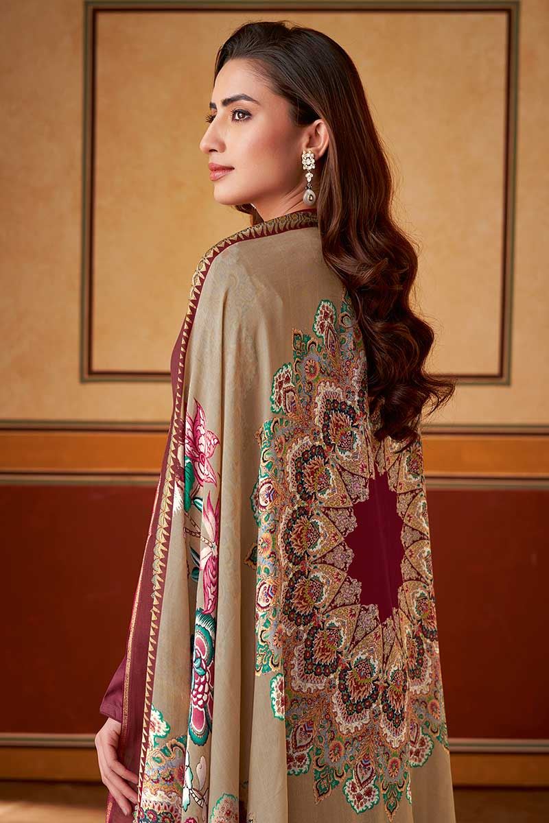 Alluring Maroon Designer Straight Cut Suit for Engagement, Reception, Festivals, Sangeet, and Parties  (Unstitched suit)