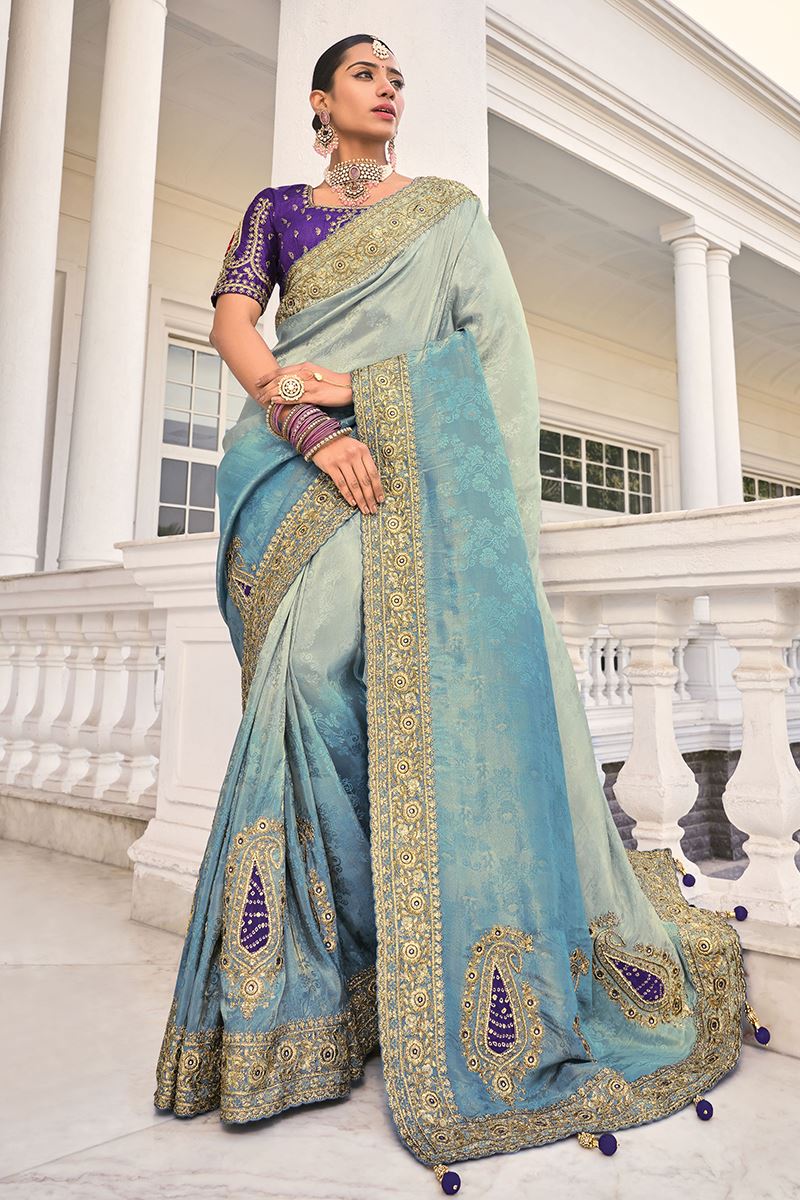 Ethnic Crepe Jacquard Designer Saree for Engagement, Reception, Festivals, Sangeet, and Parties