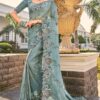Breathtaking Pure Organza Designer Saree for Engagement, Reception, Festivals, Sangeet, and Parties