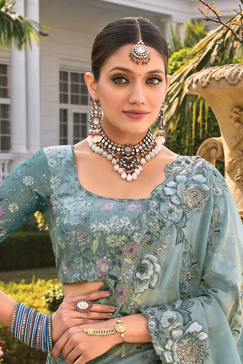 Breathtaking Pure Organza Designer Saree for Engagement, Reception, Festivals, Sangeet, and Parties