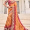 Outstanding Crepe Jacquard Designer Saree for Engagement, Wedding, Reception, Festivals, Sangeet, and Parties