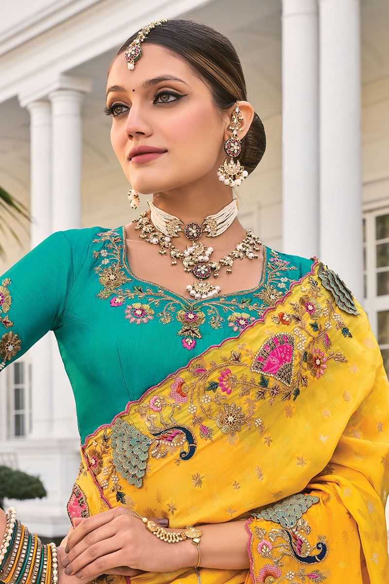 Bollywood Pure Crepe Designer Saree for Haldi, Reception, Festivals, Sangeet, and Parties