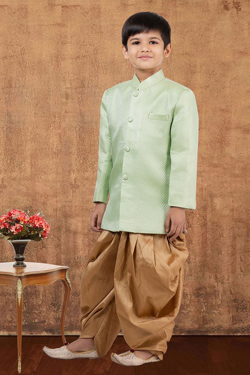 Dashing Jacquard Silk Designer Kid’s Wear for Party, Festivals, Engagement, and Reception