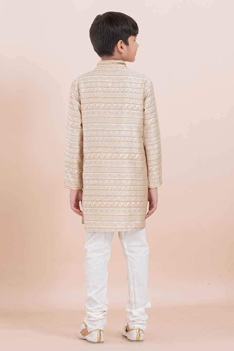 Classy Off-White Designer Ethnic Wear for Boys – Perfect for Engagements, Festivals, Sangeet, and Parties