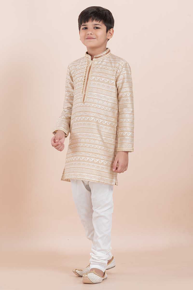 Classy Off-White Designer Ethnic Wear for Boys – Perfect for Engagements, Festivals, Sangeet, and Parties