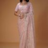 Smashing Tissue Organza Designer Saree for Festivals, Engagement, Reception, Sangeet, and Parties