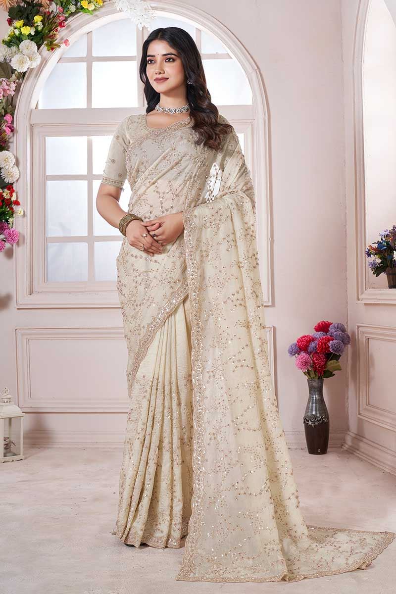 Amazing Crush Georgette Designer Saree for Festivals, Engagement, Reception, Sangeet, and Parties