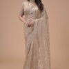 Aesthetic Organza Designer Saree for Festivals, Engagement, Reception, Sangeet, and Parties