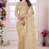 Delightful Net Designer Saree for Festivals, Engagement, Reception, Sangeet, and Parties