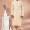 Awesome Cream Designer Men’s Kurta Pyjama for Engagement, Reception, Festivals, Sangeet, and Parties