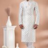 Classy Off-White Designer Men’s Kurta Pyjama for Engagement, Festivals, Sangeet, and Parties