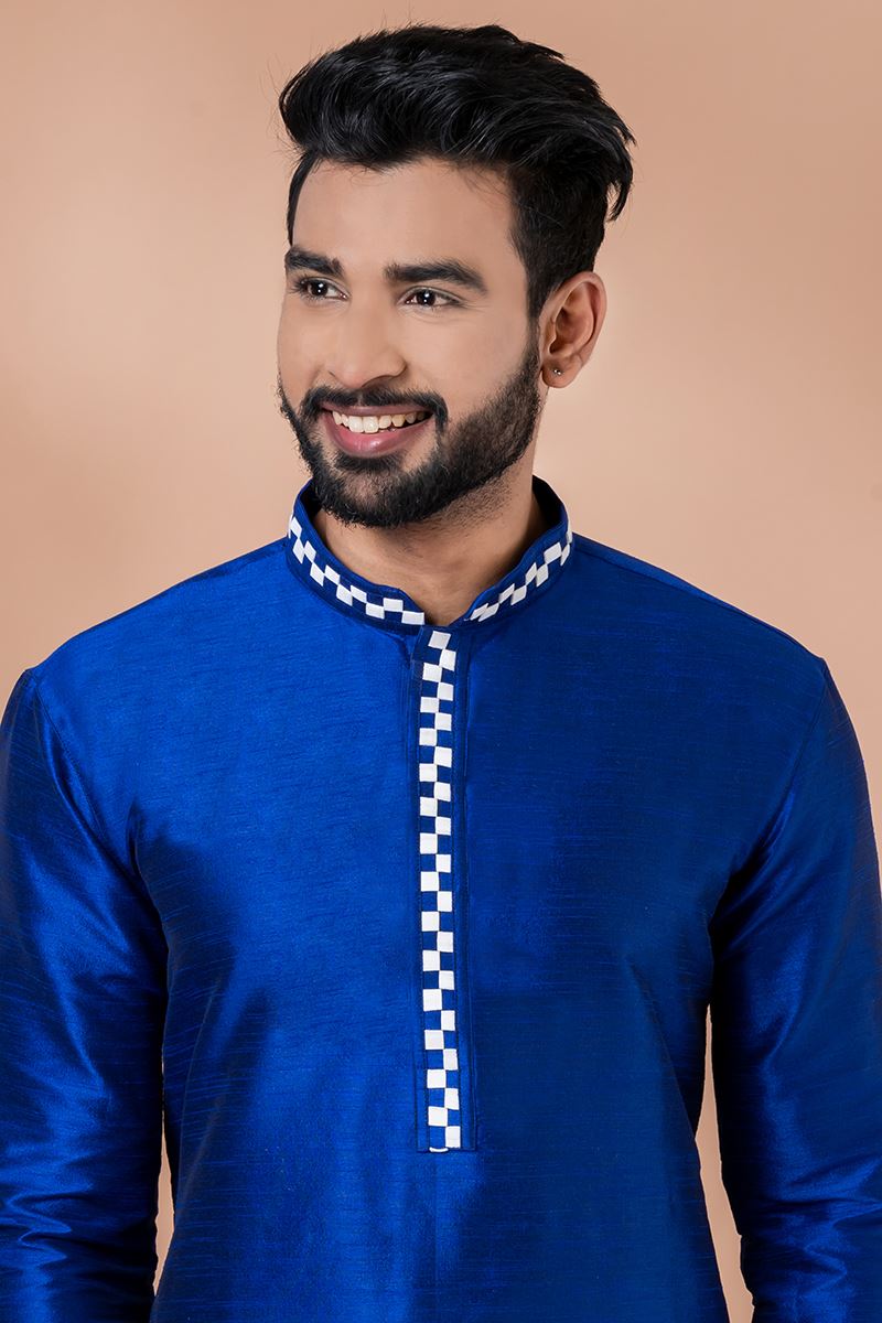 Fancy Royal Blue Designer Men’s Kurta Pyjama for Engagement, Reception, Festivals, Sangeet, and Parties