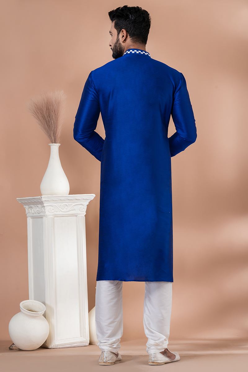 Fancy Royal Blue Designer Men’s Kurta Pyjama for Engagement, Reception, Festivals, Sangeet, and Parties