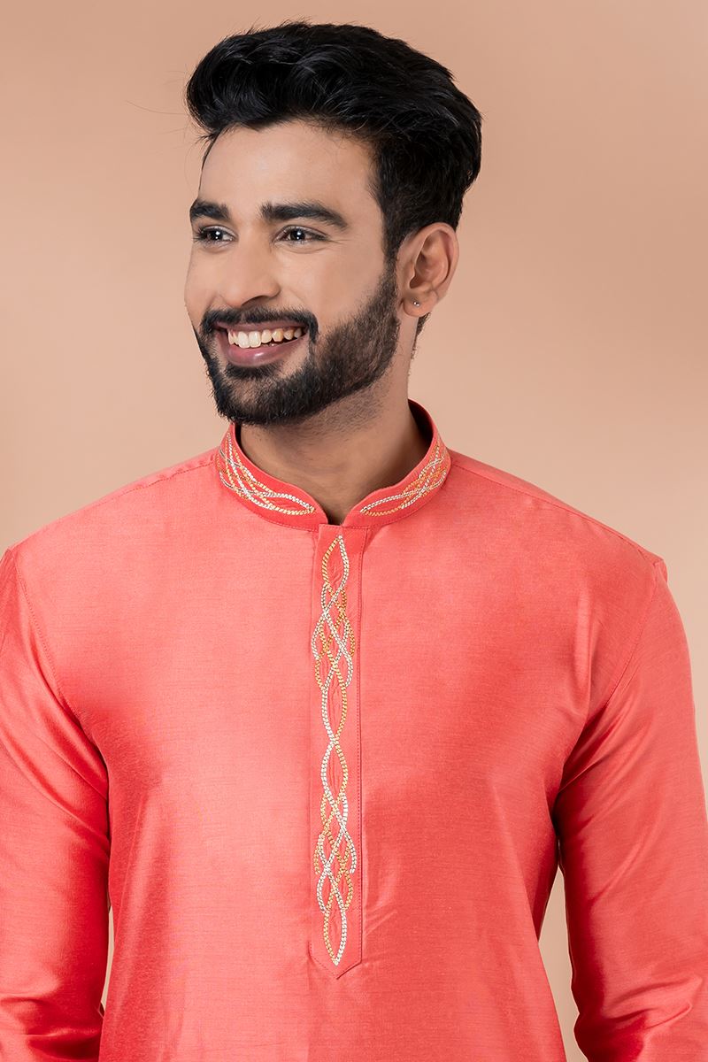 Elegant Rani Pink Designer Men’s Kurta Pyjama for Engagement, Reception, Festivals, Sangeet, and Parties