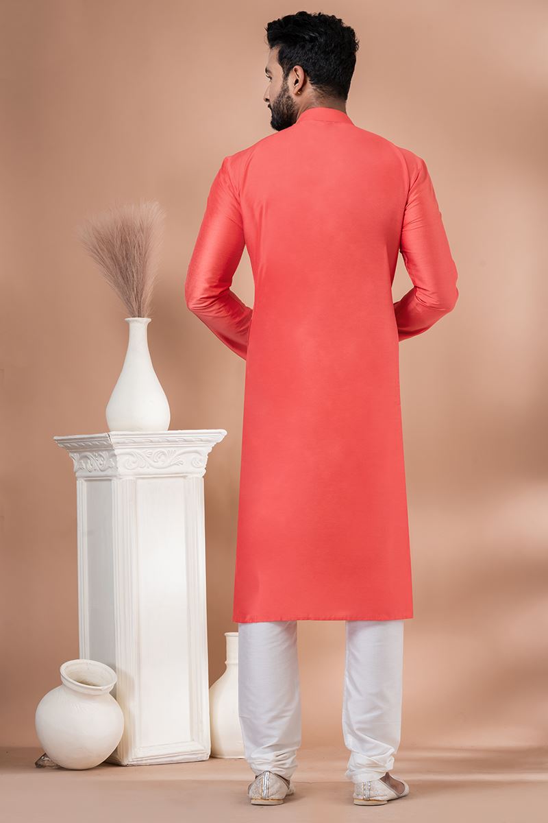 Elegant Rani Pink Designer Men’s Kurta Pyjama for Engagement, Reception, Festivals, Sangeet, and Parties