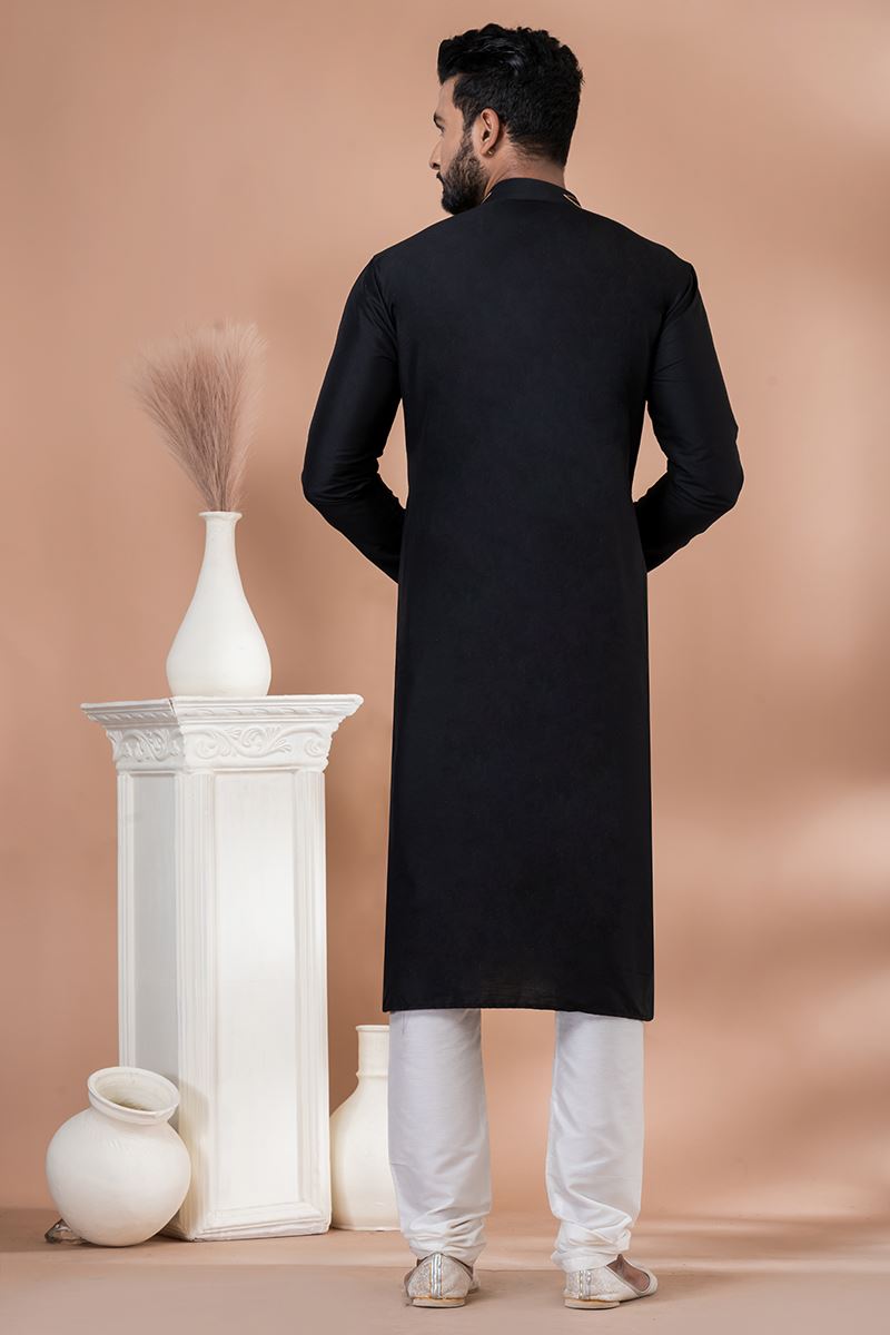 Dashing Black Designer Men’s Kurta Pyjama for Sangeet and Parties