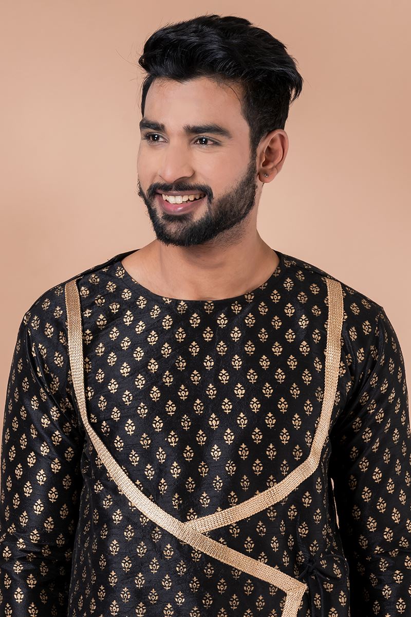 Aesthetic Black Designer Men’s Dhoti Sets for Parties