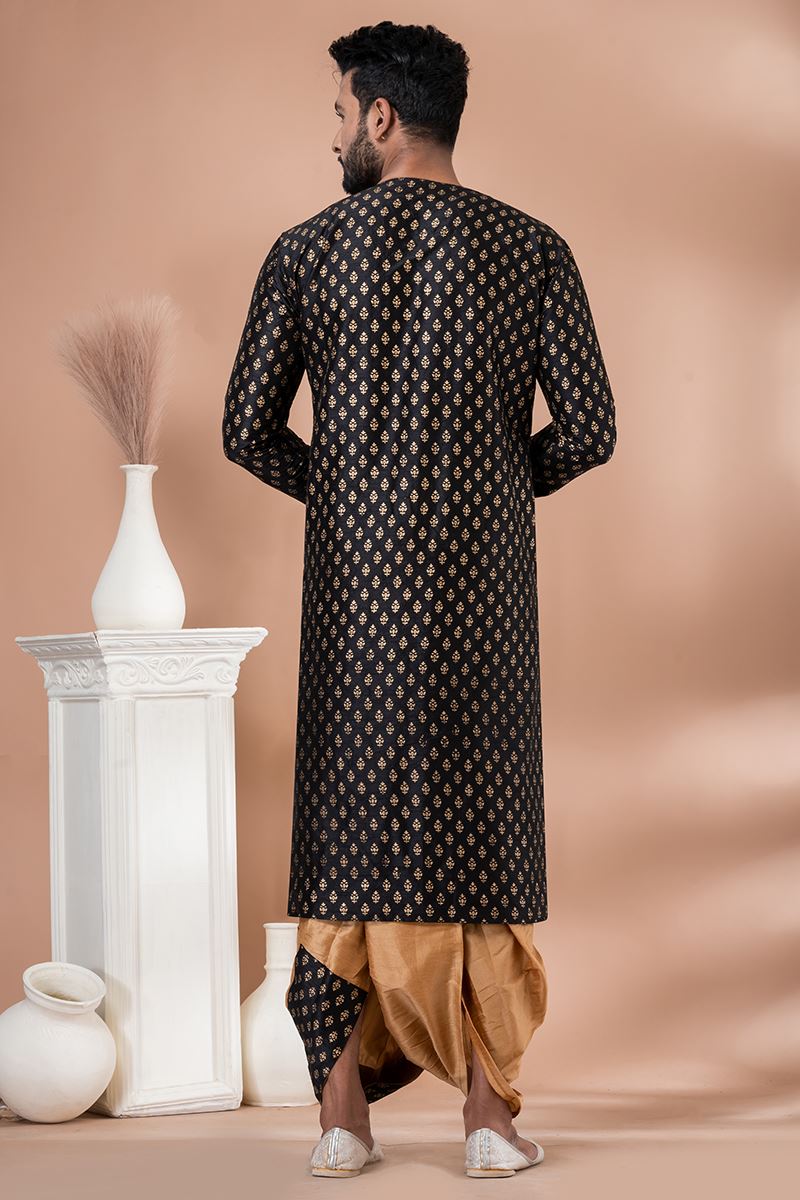 Aesthetic Black Designer Men’s Dhoti Sets for Parties