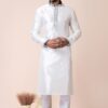 Royal White Designer Men’s Kurta Pyjama for Festivals, Sangeet, and Parties