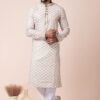 Amazing White Designer Men’s Kurta Pyjama for Engagement, Festivals, Sangeet, and Parties