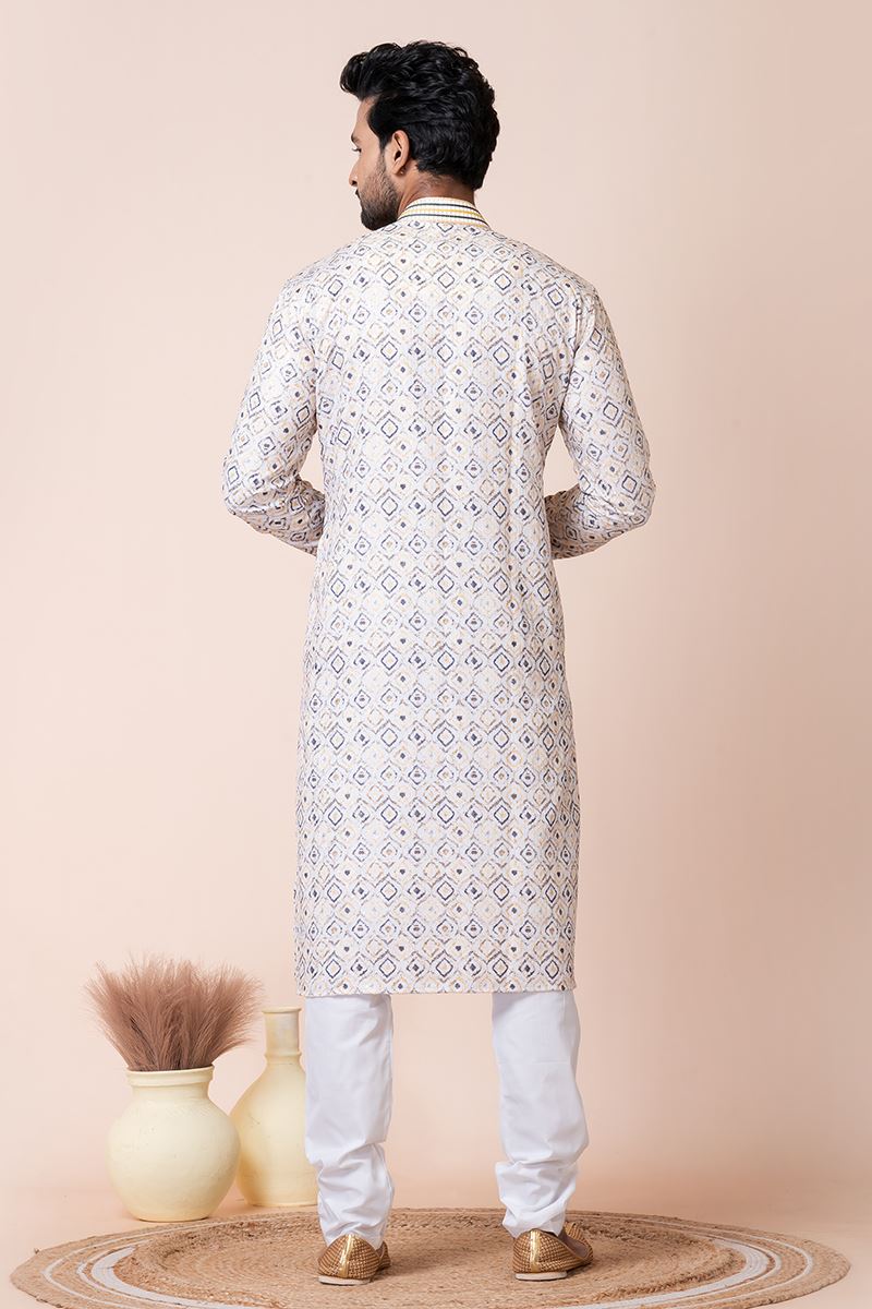 Fancy Multi Designer Men’s Kurta Pyjama for Engagement, Festivals, Sangeet, and Parties